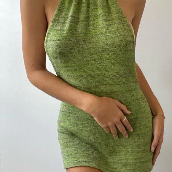 Green Halter Neck Mini Dress - Picture 1 of 3